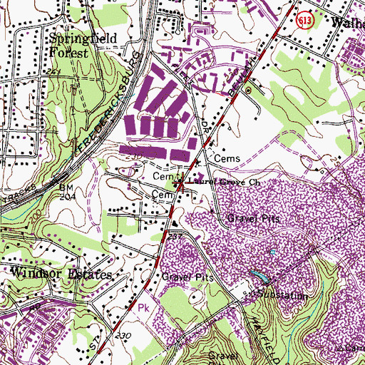 Topographic Map of Laurel Grove Baptist Church, VA