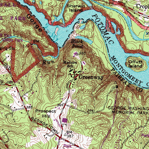 Topographic Map of The Madeira School, VA