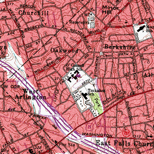 Topographic Map of Bishop Denis J O'Connell High School, VA