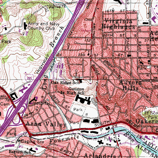 Topographic Map of Oakridge Elementary School, VA