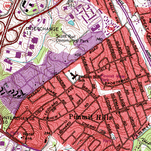 Topographic Map of Pimmit Hill School (historical), VA