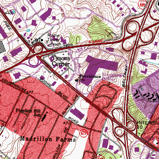 Topographic Map of Providence Presbyterian Church, VA