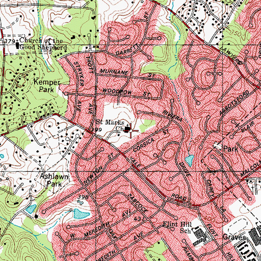 Topographic Map of Saints Marks Catholic Church, VA