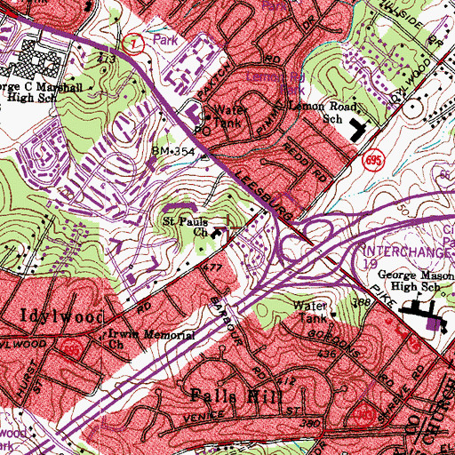 Topographic Map of Saint Pauls Lutheran Church, VA