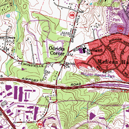 Topographic Map of Shiloh Baptist Church, VA