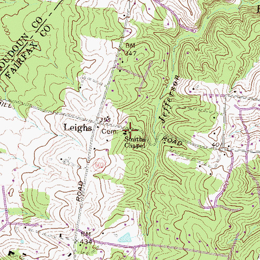 Topographic Map of Smiths Chapel Methodist Church, VA