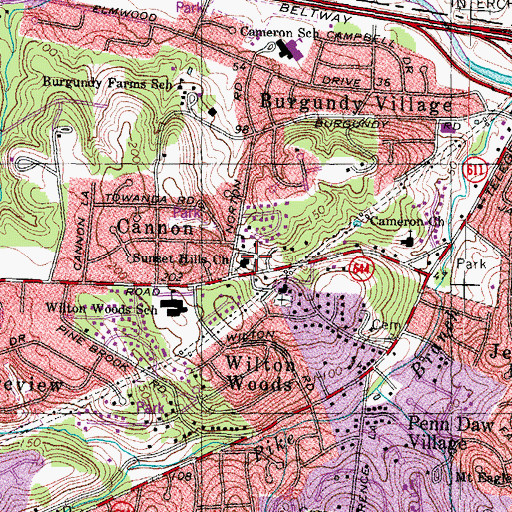 Topographic Map of Sunset Hills Baptist Church, VA