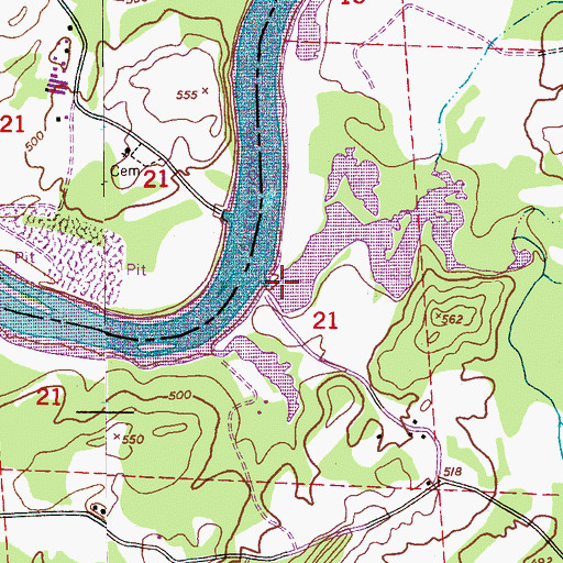 Topographic Map of Poes Bend, AL