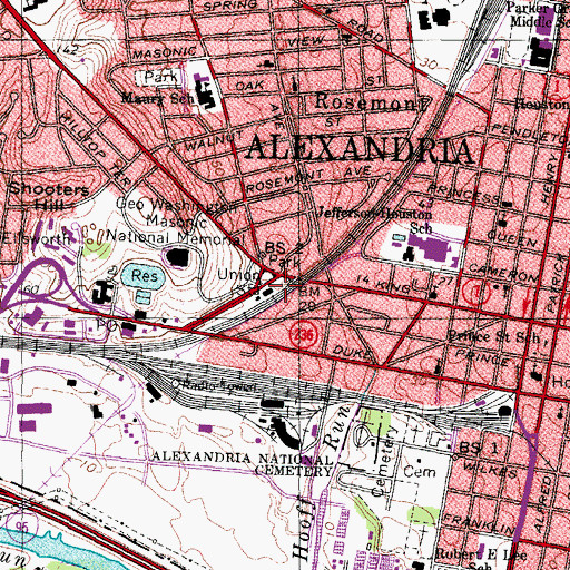 Topographic Map of Alexandria Union Station, VA