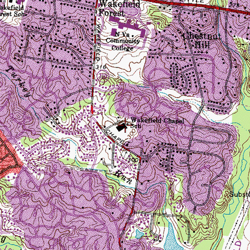 Topographic Map of Wakefield Chapel School (historical), VA