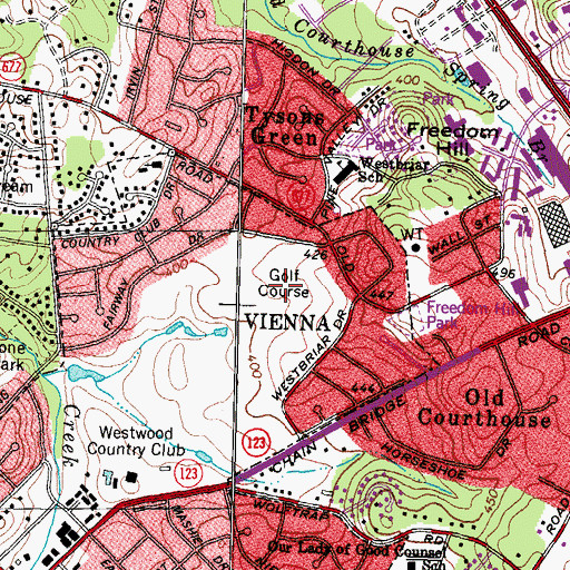 Topographic Map of Westwood Country Club, VA