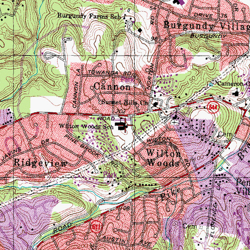 Topographic Map of Wilton Woods School, VA
