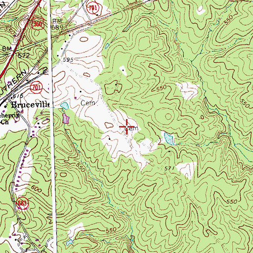 Topographic Map of Bruce Cemetery, VA