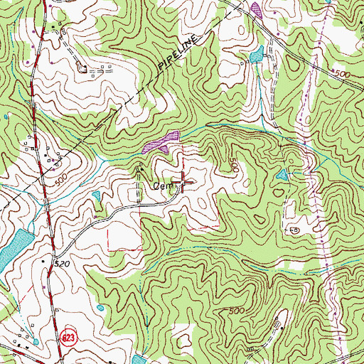 Topographic Map of Gregory Cemetery, VA