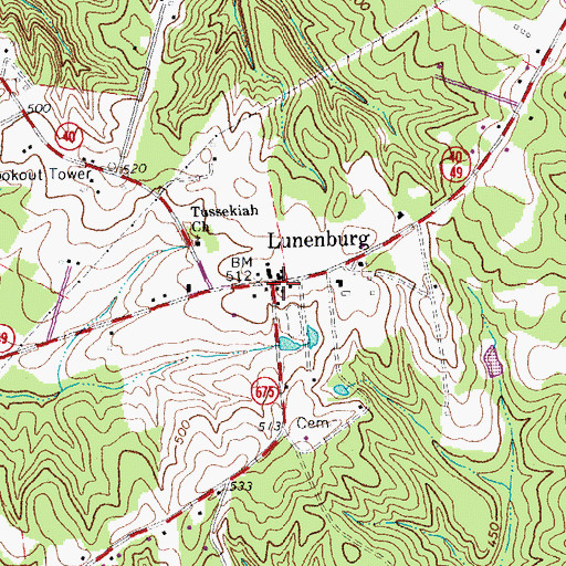 Topographic Map of Lunenburg Post Office, VA