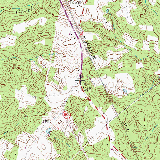 Topographic Map of Nutbush School (historical), VA