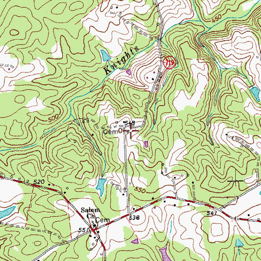 Topographic Map of Old Church (historical), VA
