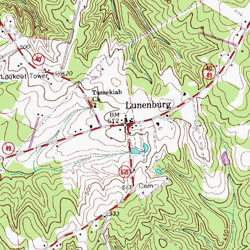 Topographic Map of Rosewood, VA