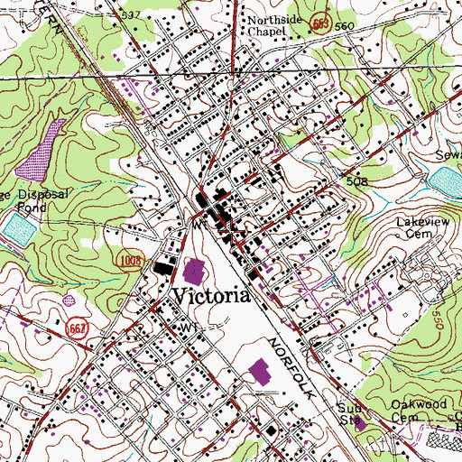 Topographic Map of Victoria Post Office, VA