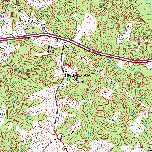 Topographic Map of Bethel Grove Cemetery, VA