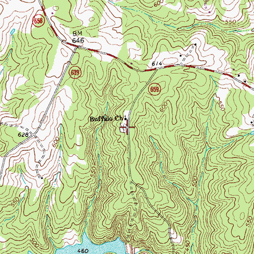 Topographic Map of Buffalo Cemetery, VA