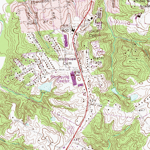 Topographic Map of College Plaza Shopping Center, VA
