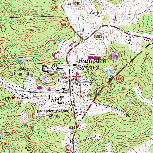 Topographic Map of College Presbyterian Church, VA