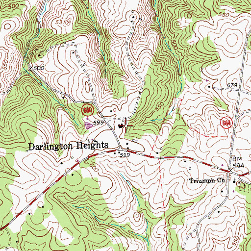 Topographic Map of Darlington Heights School (historical), VA