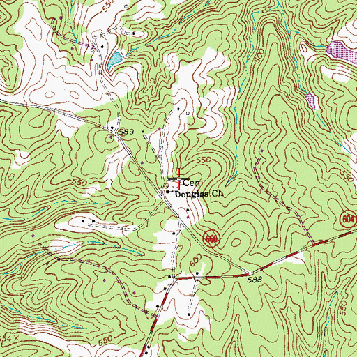 Topographic Map of Douglas Cemetery, VA