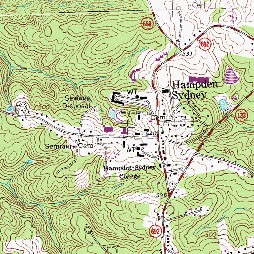 Topographic Map of Eggleston Library, VA
