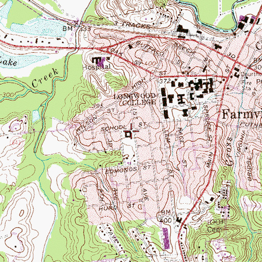 Topographic Map of Farmville High School, VA
