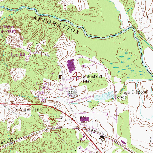 Topographic Map of Farmville Industrial Park, VA