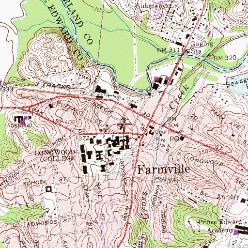 Topographic Map of Farmville Methodist Church, VA