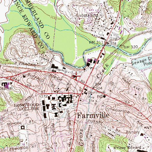 Topographic Map of Farmville Presbyterian Church, VA