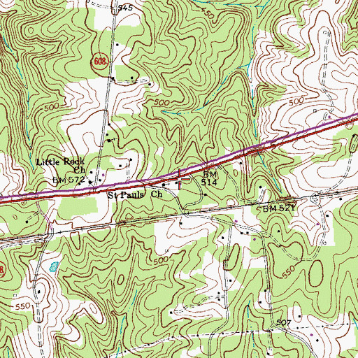 Topographic Map of First Rock School (historical), VA