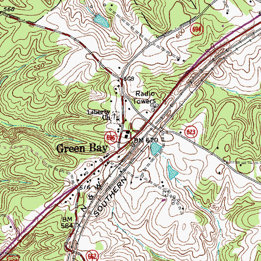 Topographic Map of Green Bay High School (historical), VA