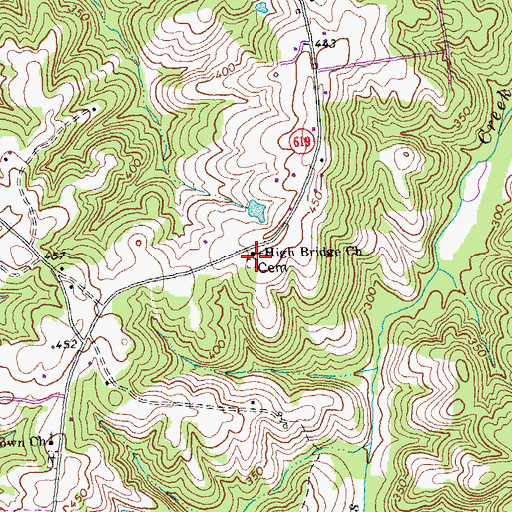 Topographic Map of High Bridge Cemetery, VA