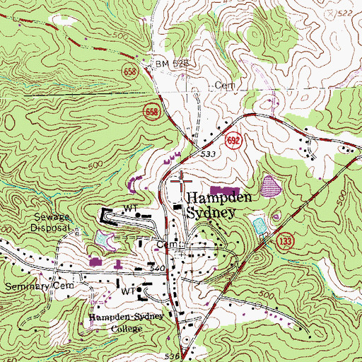 Topographic Map of Hundley Stadium, VA