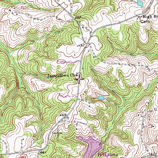 Topographic Map of Jamestown Cemetery, VA