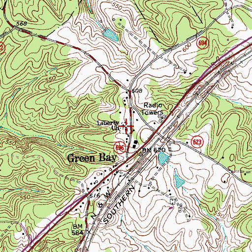 Topographic Map of Liberty Cemetery, VA