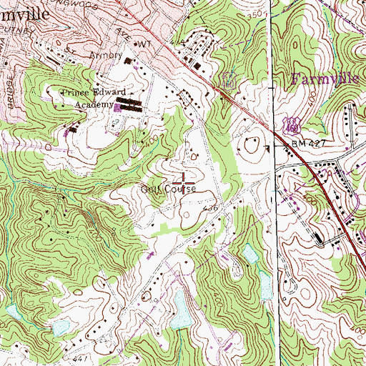 Topographic Map of Longwood Golf Course, VA