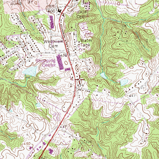 Topographic Map of Longwood Village Shopping Center, VA