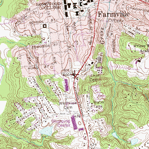 Topographic Map of Mary E Branch Elementary School, VA
