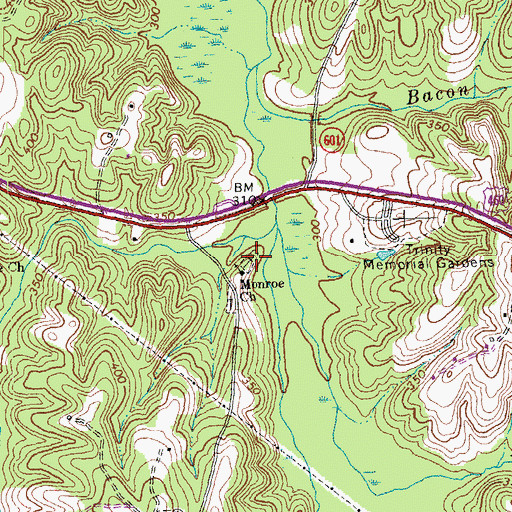 Topographic Map of Monroe Cemetery, VA