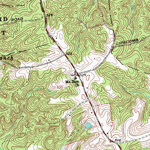 Topographic Map of Mount Zion Cemetery, VA
