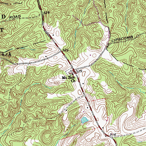 Topographic Map of Mount Zion Baptist Church, VA