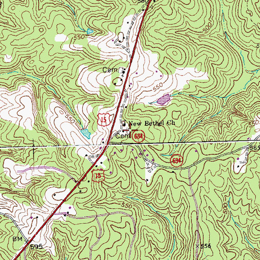 Topographic Map of New Bethel Cemetery, VA