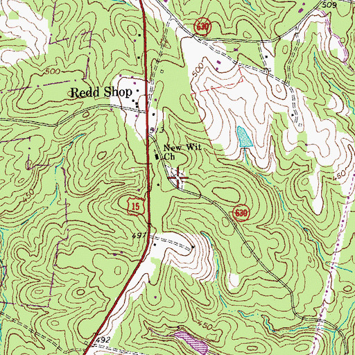 Topographic Map of New Wit Cemetery, VA