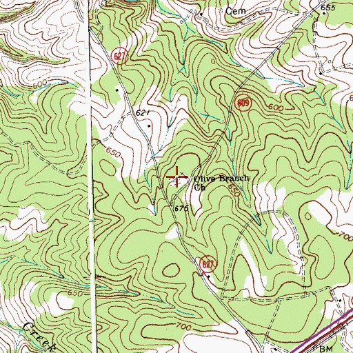 Topographic Map of Olive Branch Cemetery, VA
