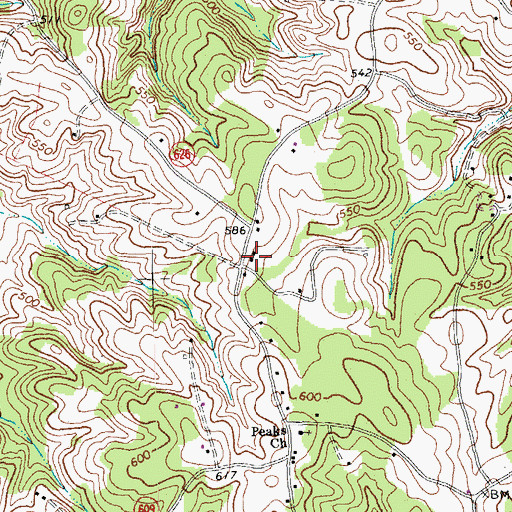 Topographic Map of Peaks School (historical), VA